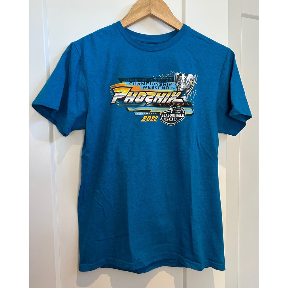 NASCAR Phoenix Raceway 2022 Championship Weekend Teal Graphic T-Shirt Mens Small